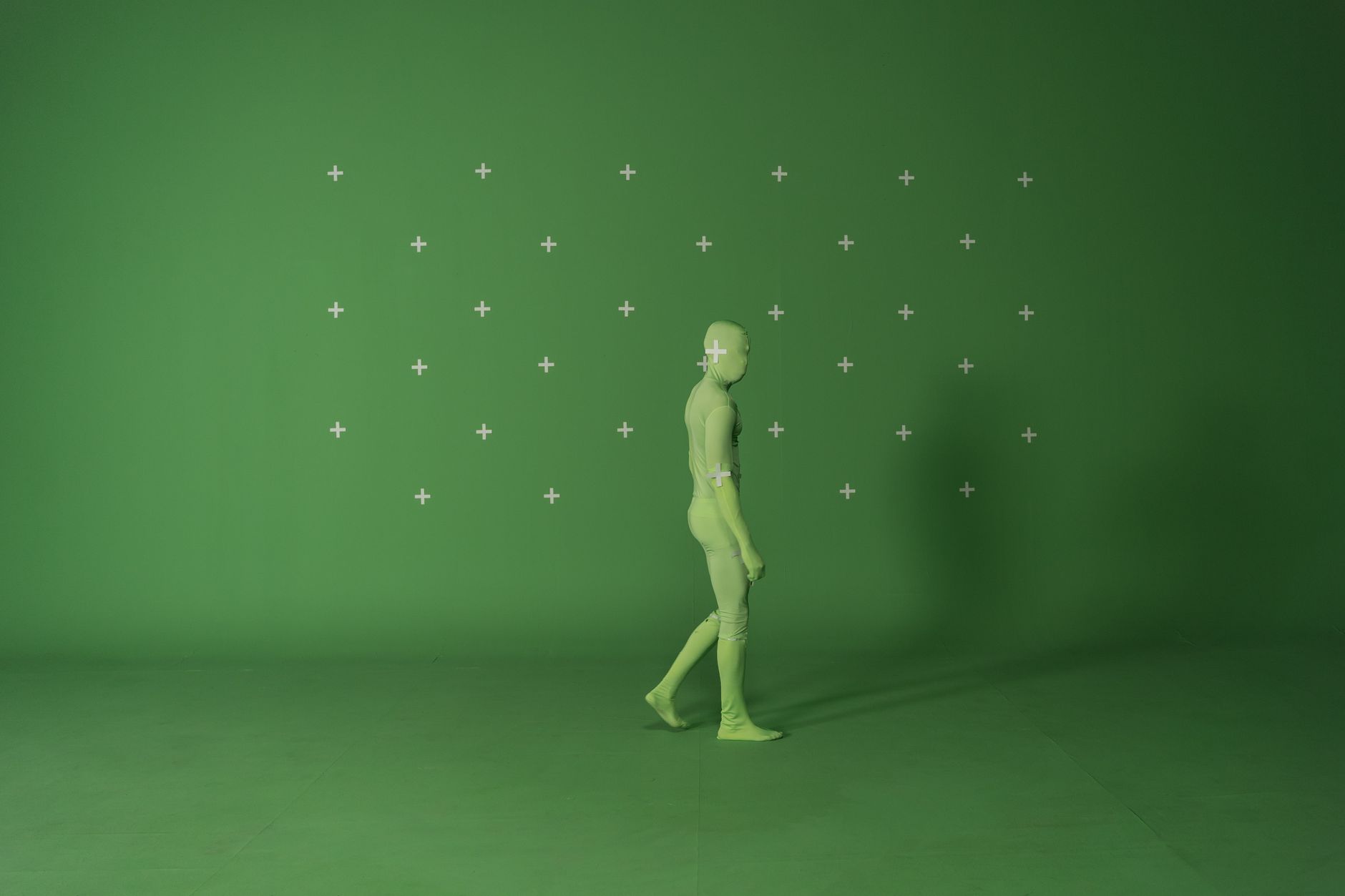 Camera tracking equipment and reference markers inside a spatial capture studio.