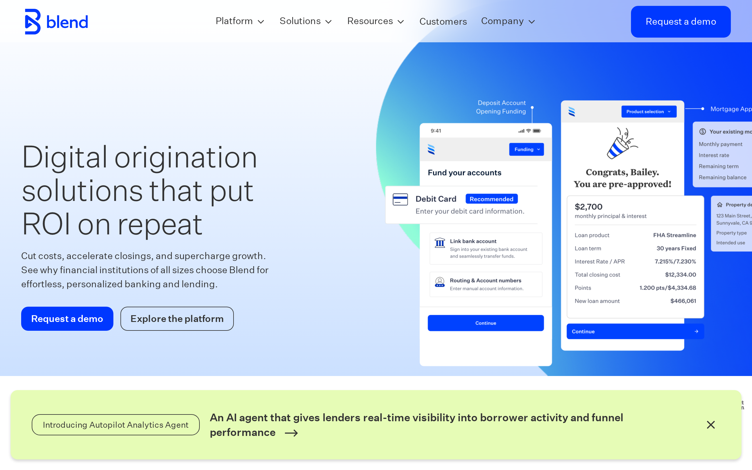 Blend home page with product messaging and site navigation