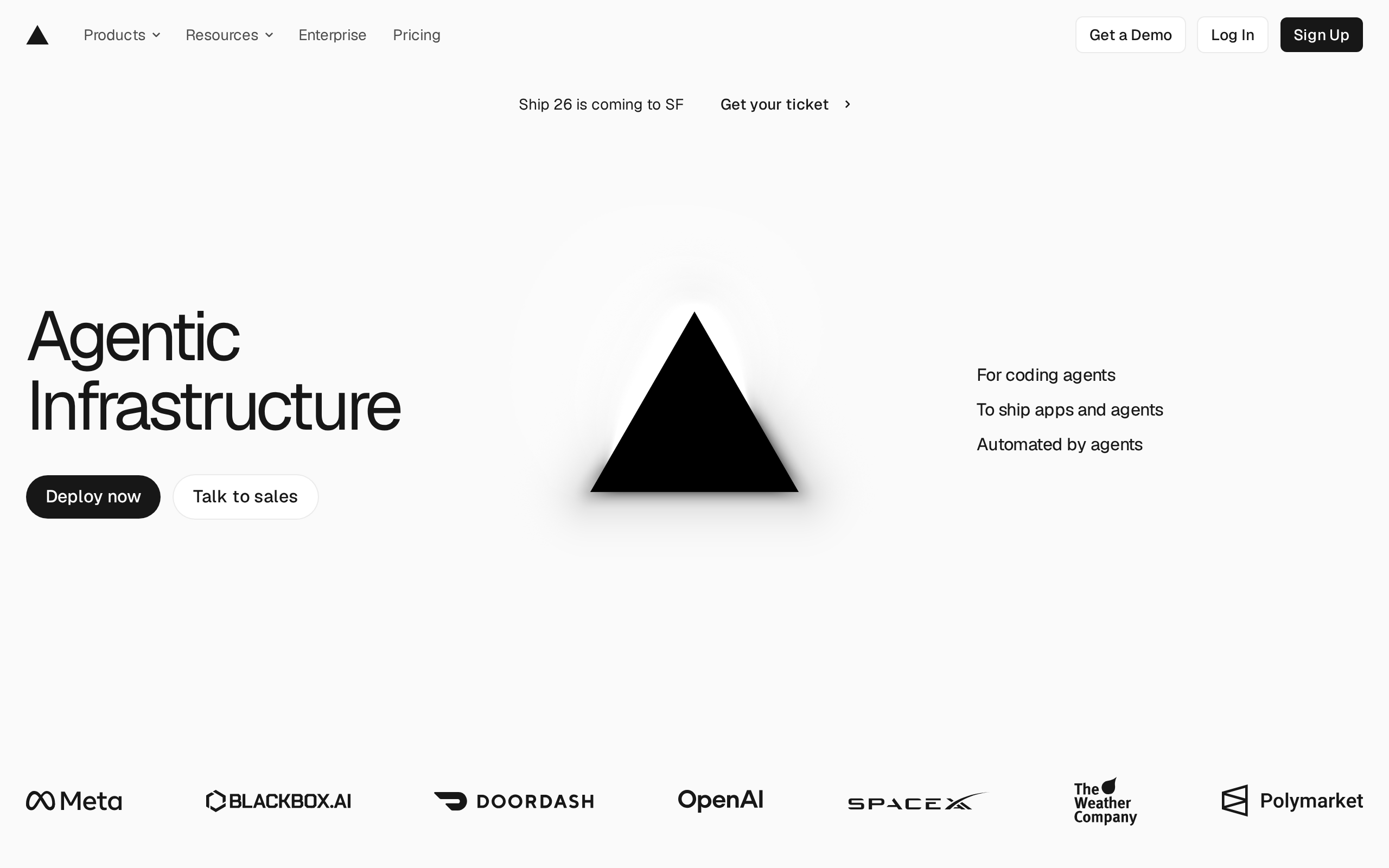 Vercel website homepage.