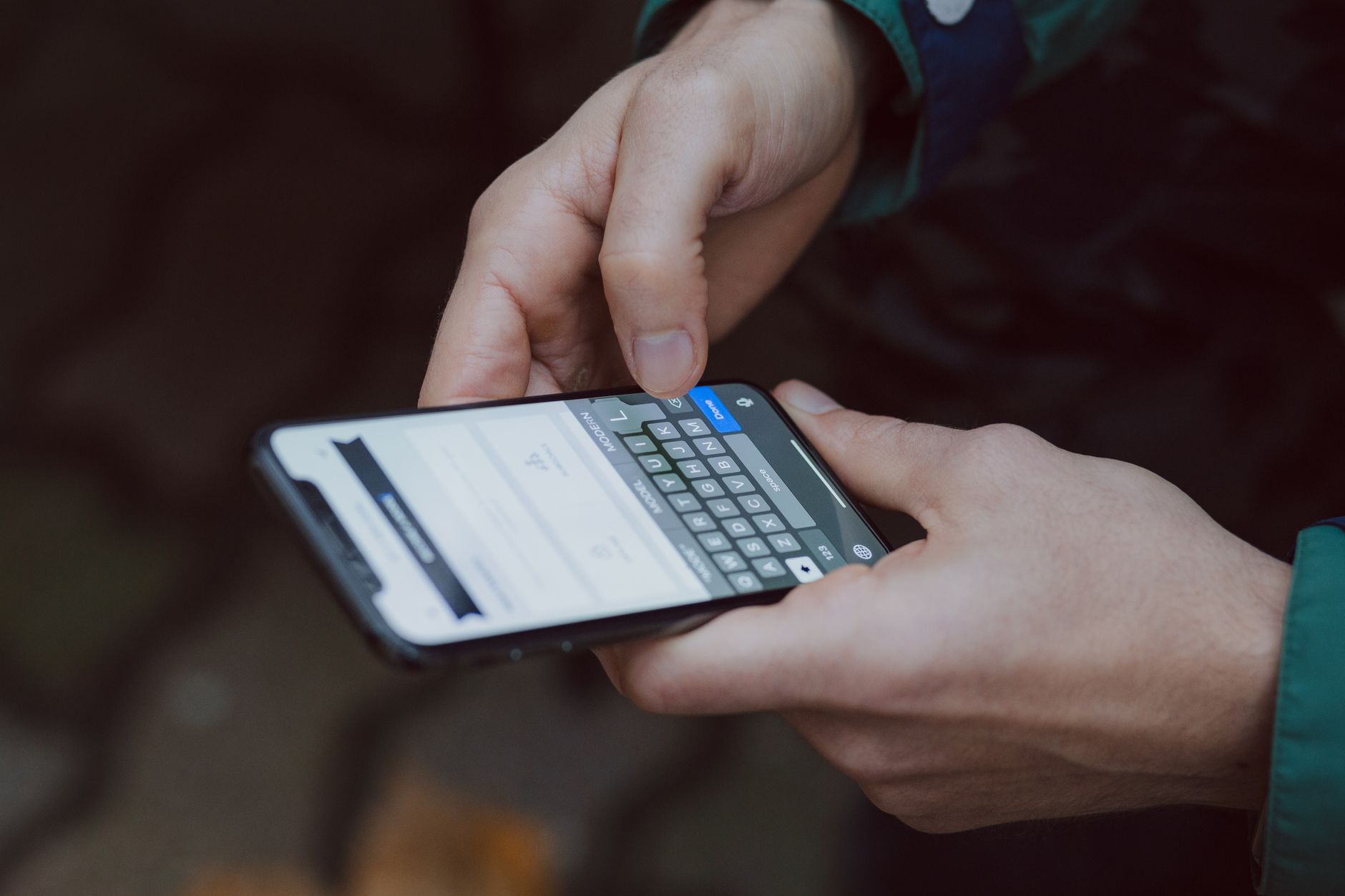 Hands messaging on smartphones