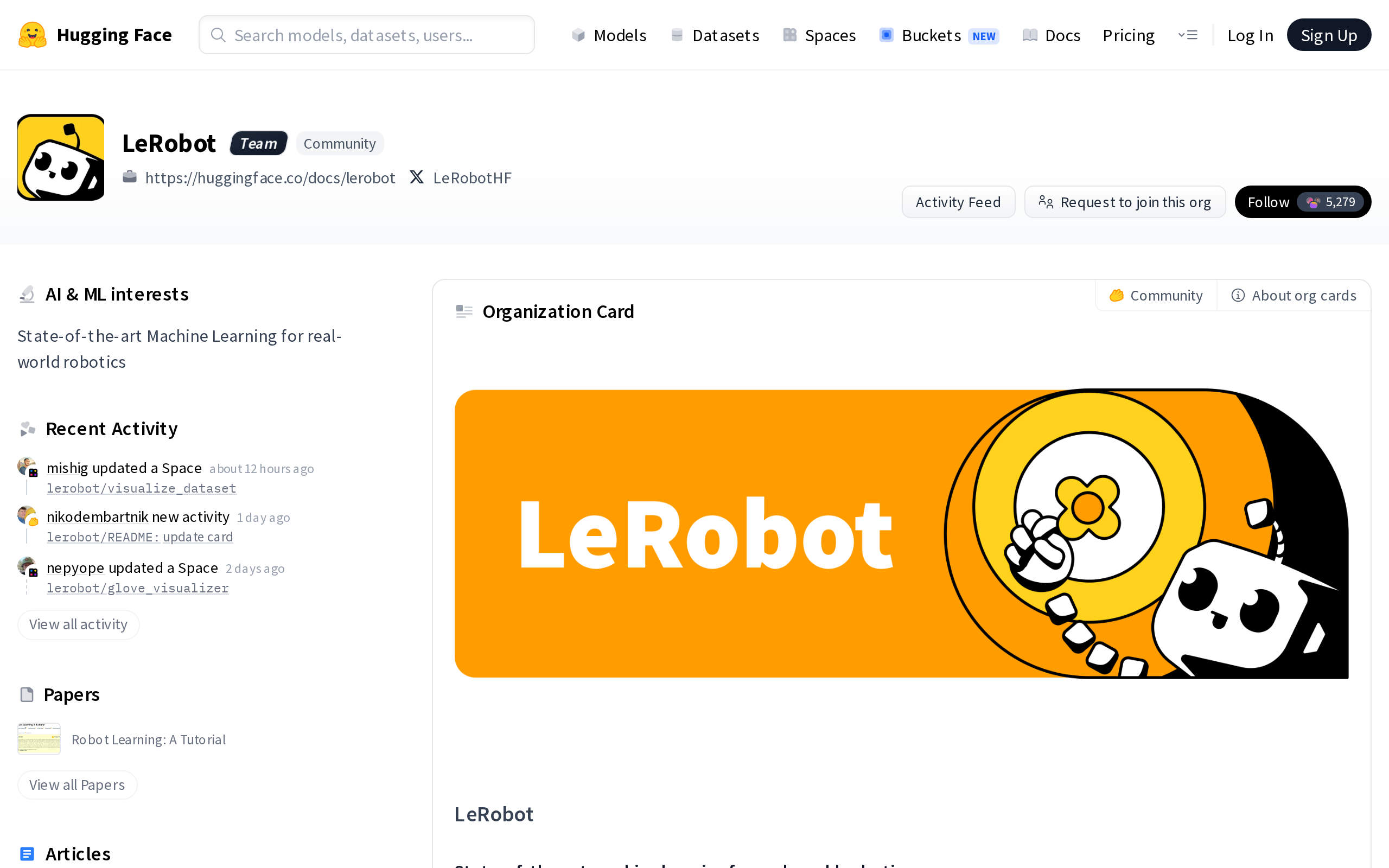 LeRobot home page