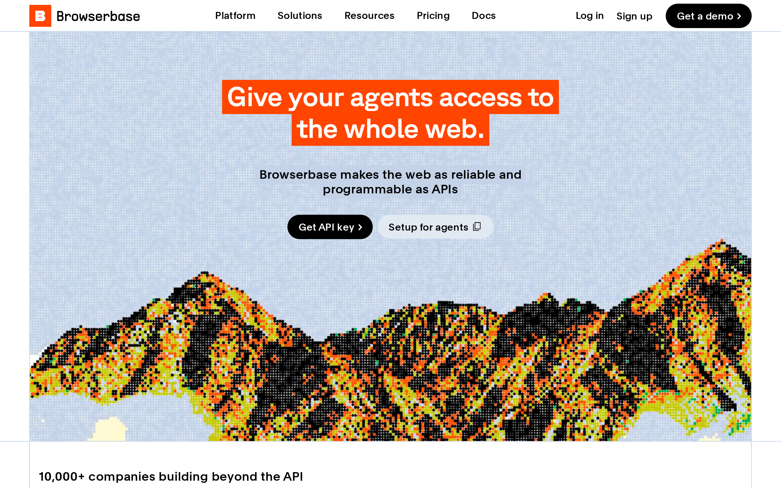 Homepage of Browserbase showing headless web browser platform features