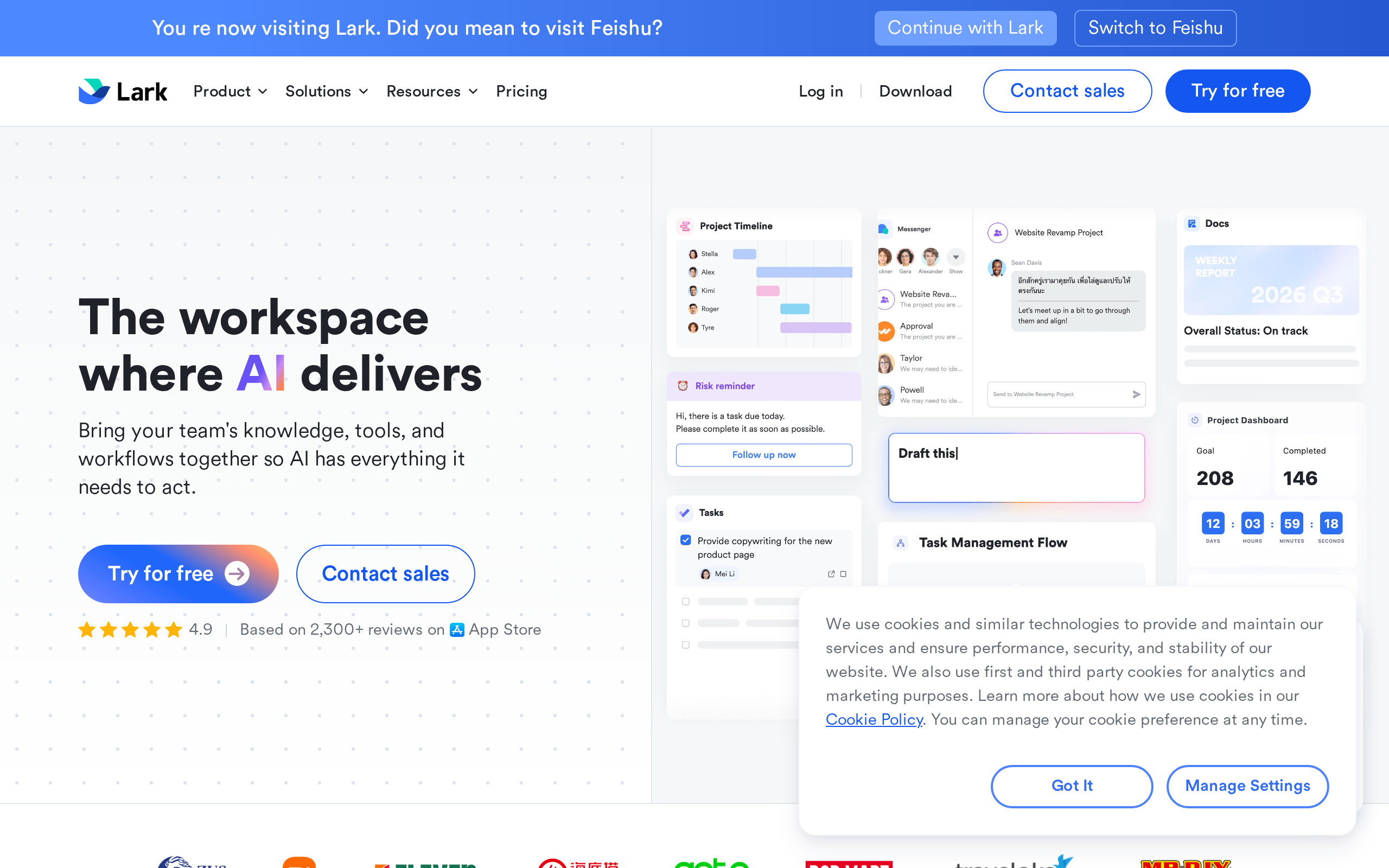 Feishu, the enterprise suite ByteDance folded its Doubao agent team into - the kind of workplace surface the article argues agents are being absorbed by.
