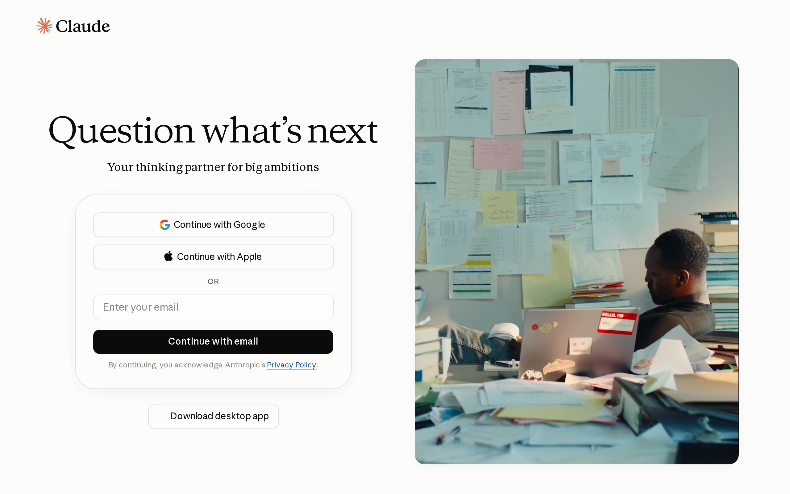 Claude product homepage