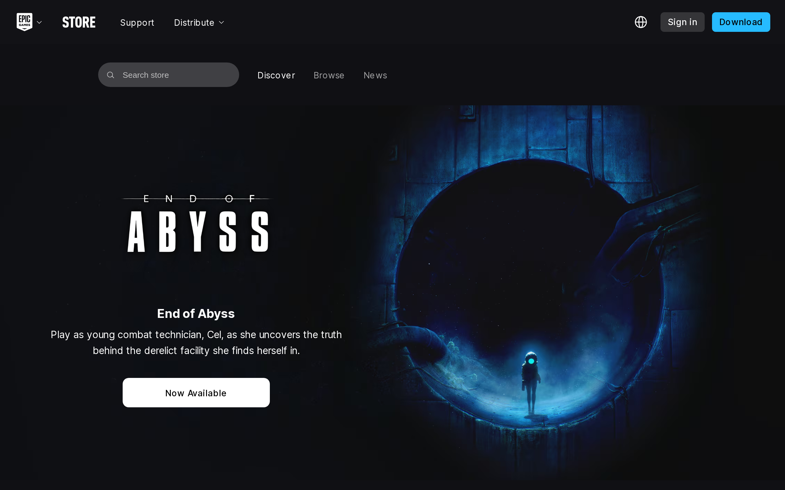 Homepage of the Epic Games Store showing current titles.