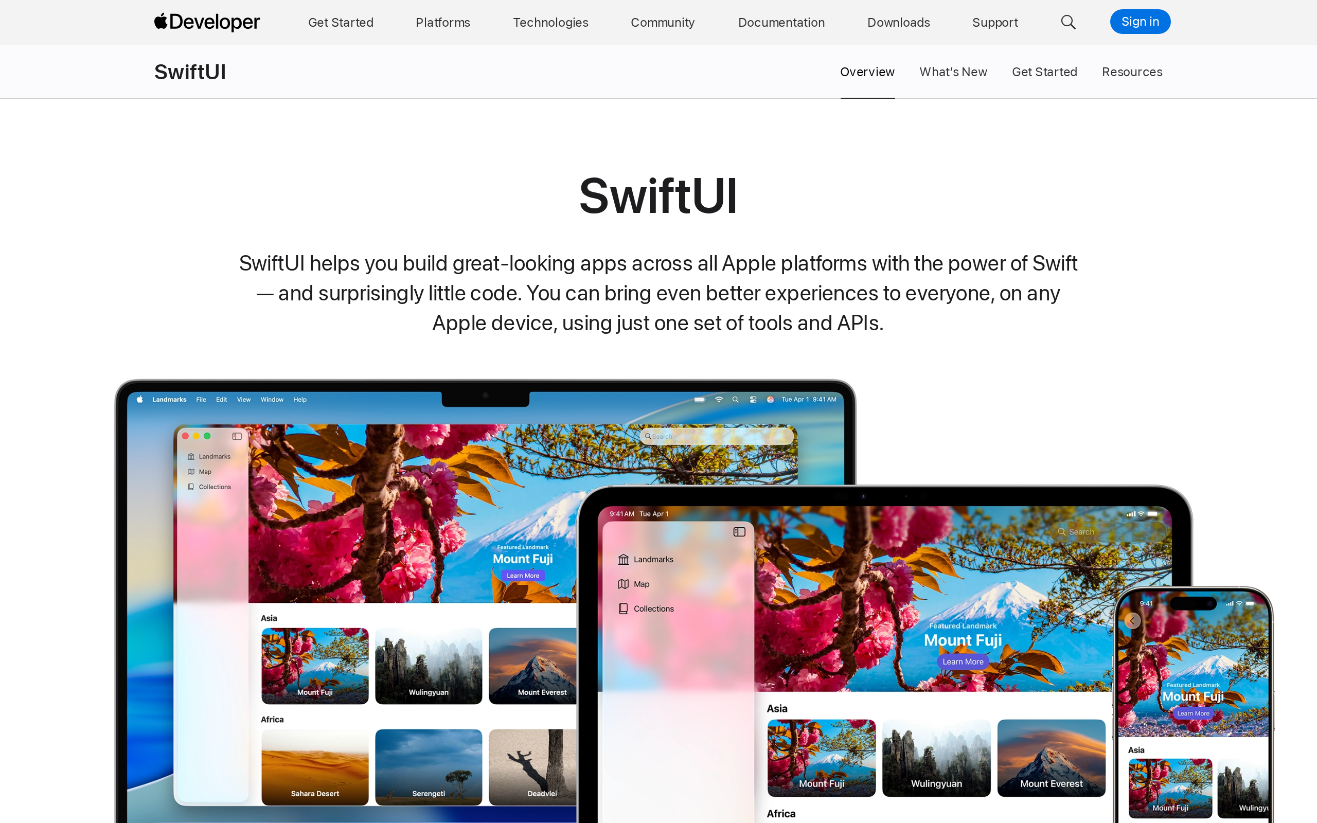 SwiftUI framework home page