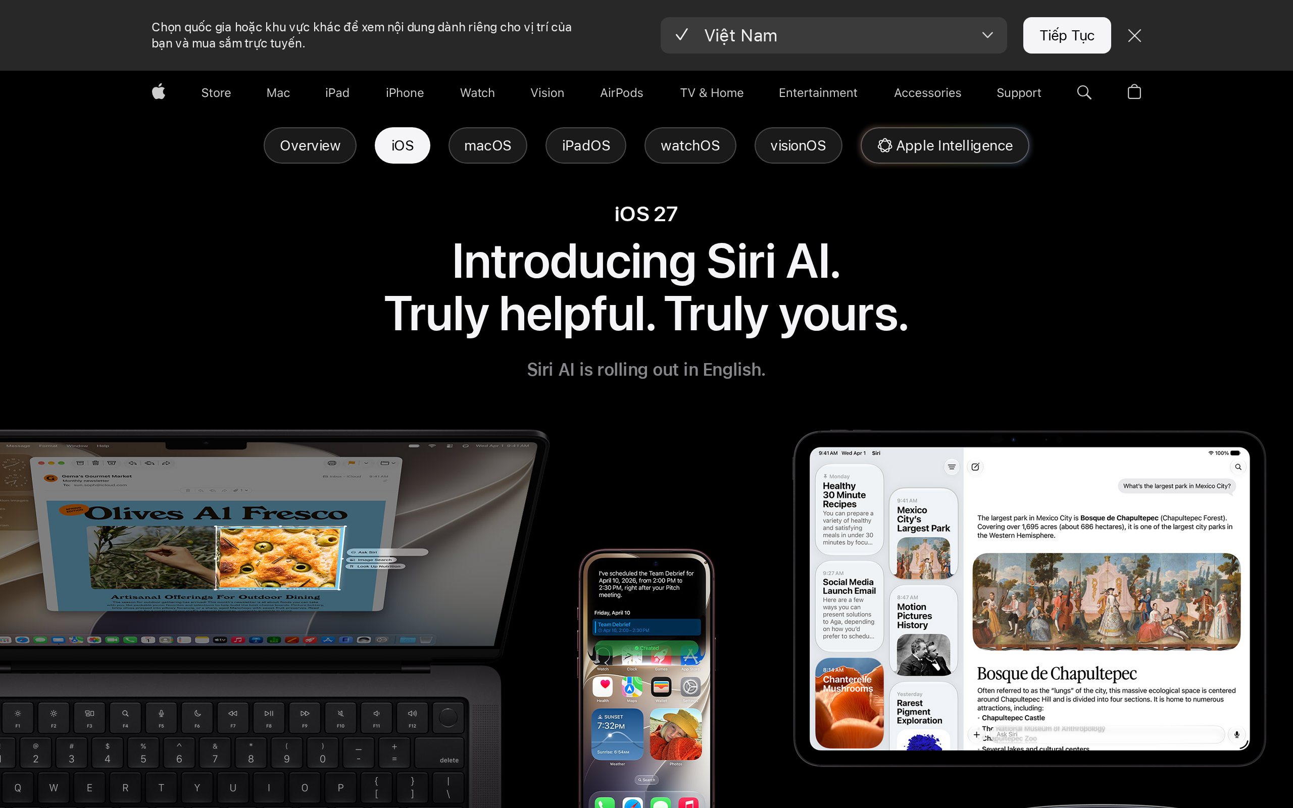 Apple iOS home page