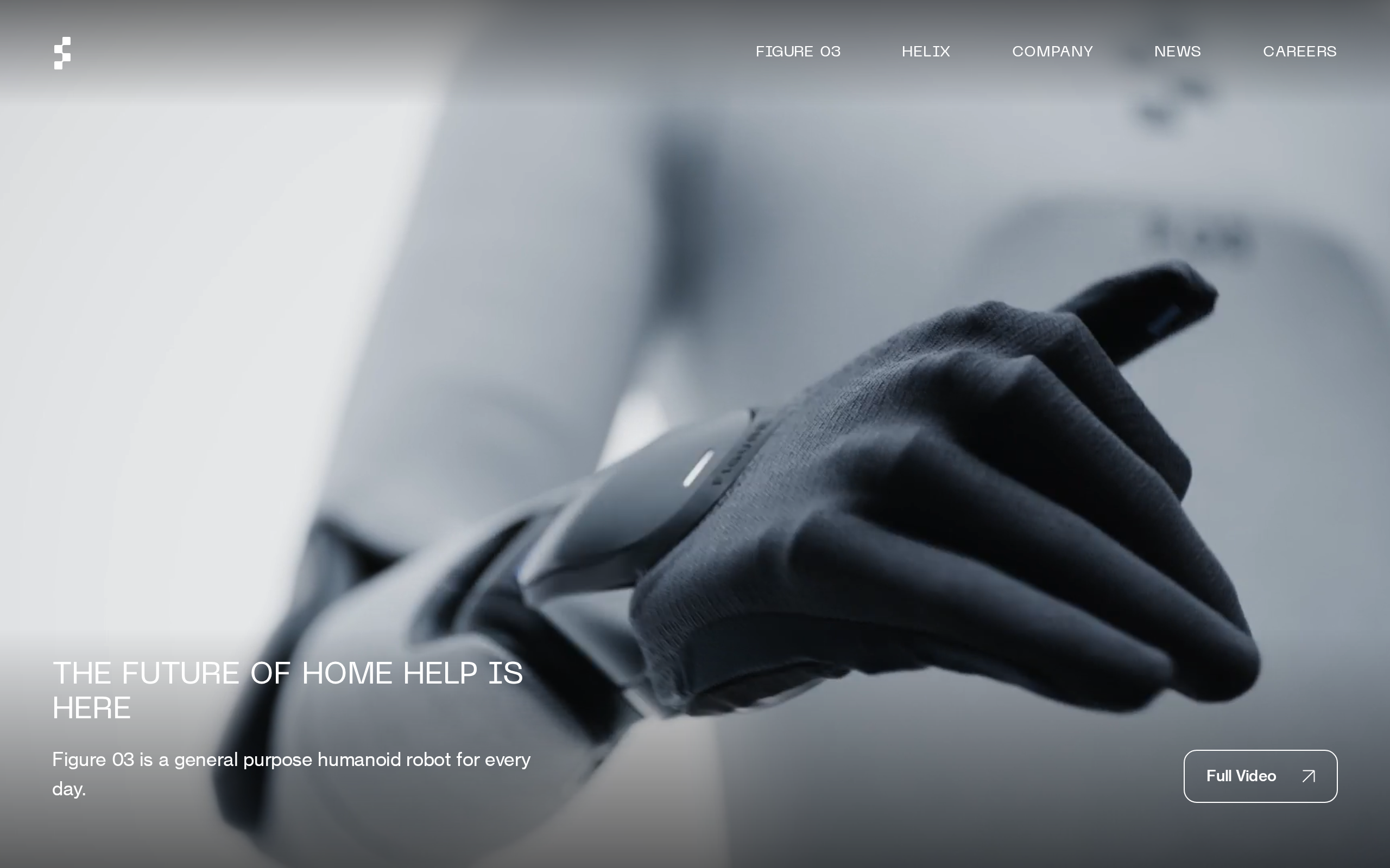 Figure AI home page featuring its humanoid robot.