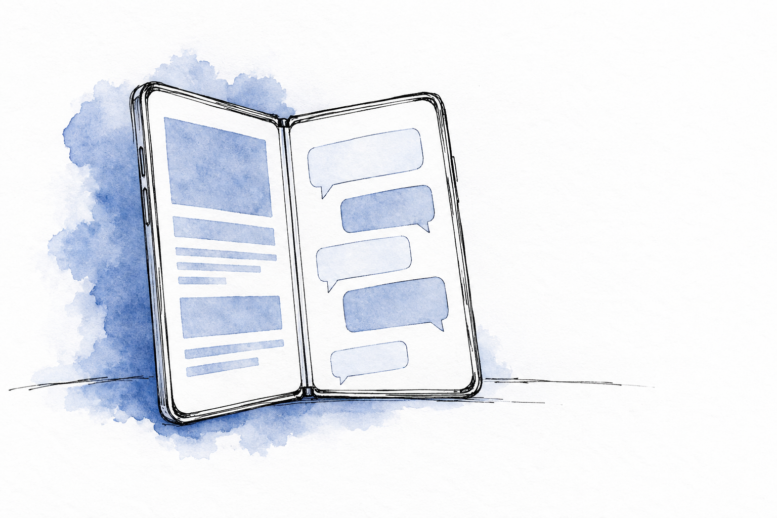 Foldable phone opening into a two-pane workspace