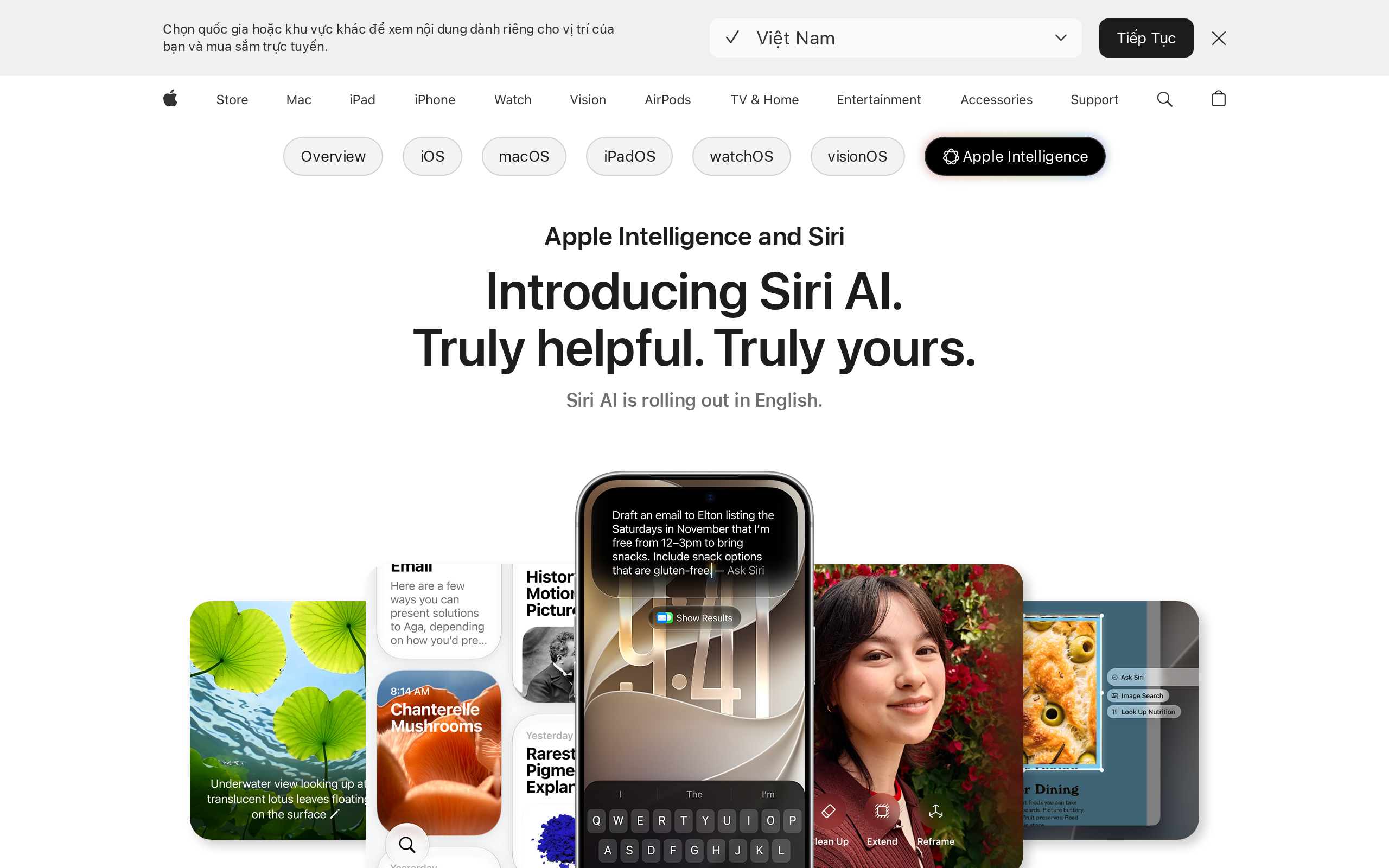 Apple Siri home page describing the assistant's capabilities