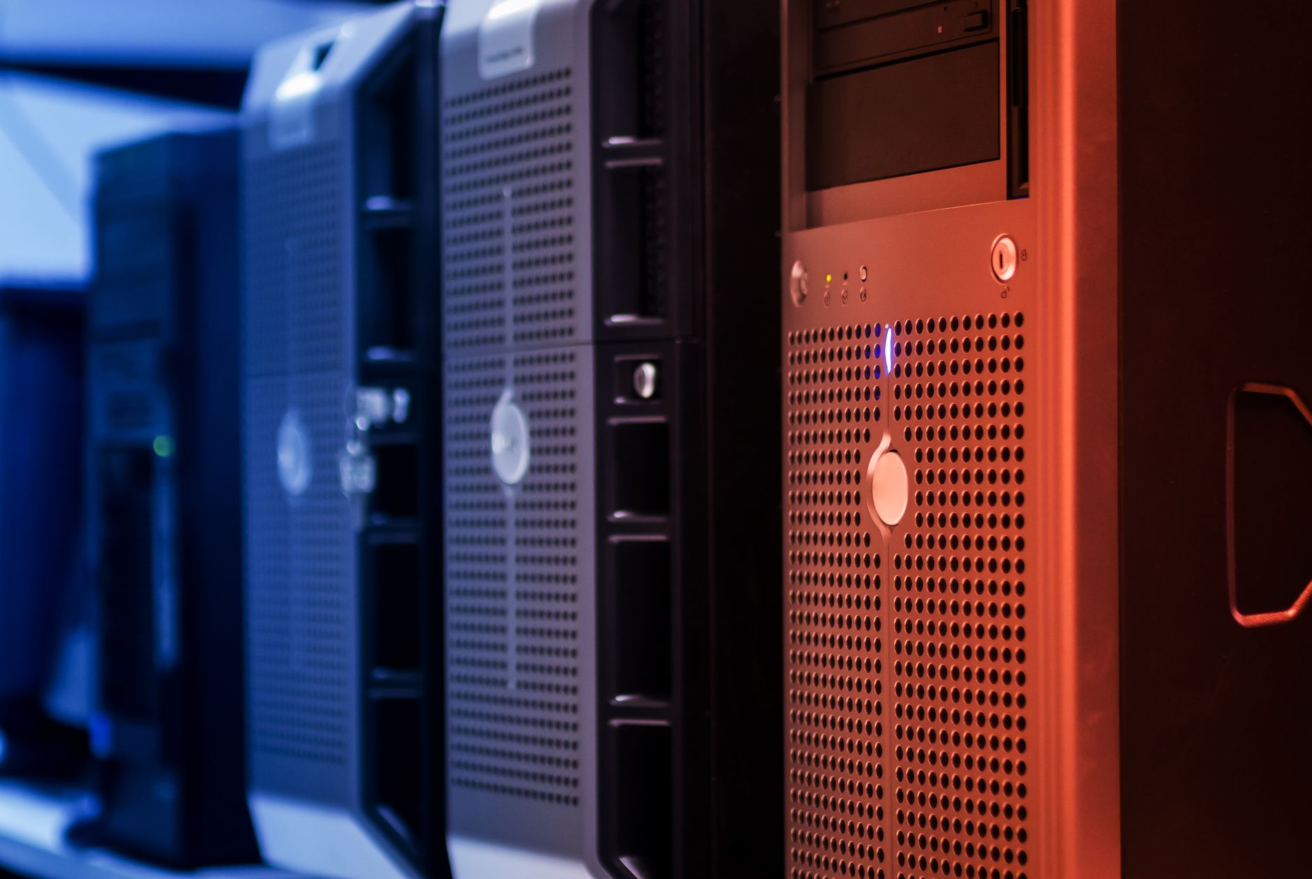 Rows of server racks with accelerator hardware