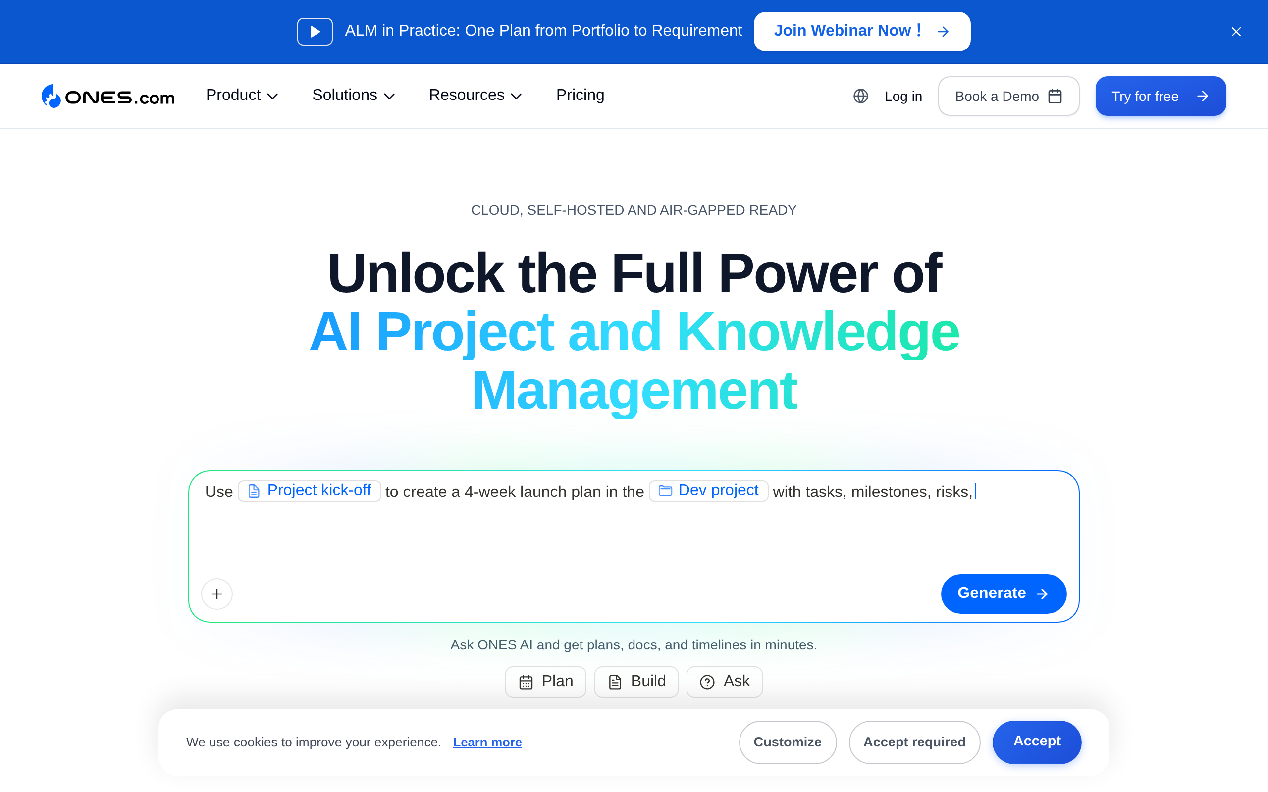 ONES work management home page