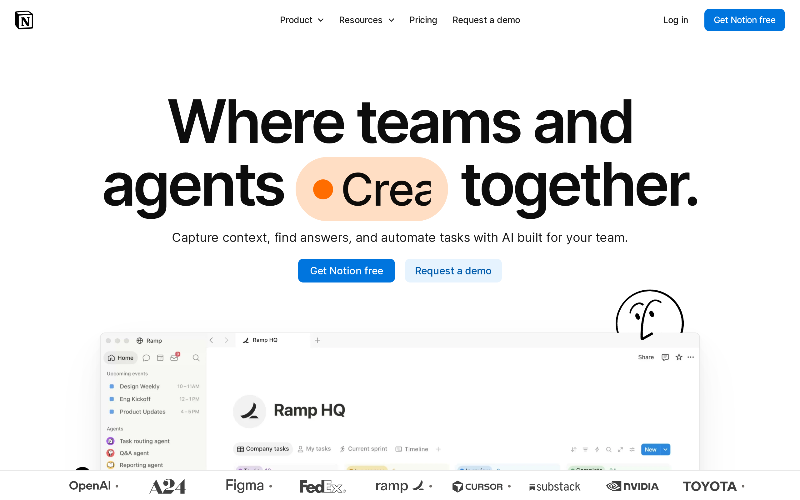 Notion home page showing a collaborative workspace