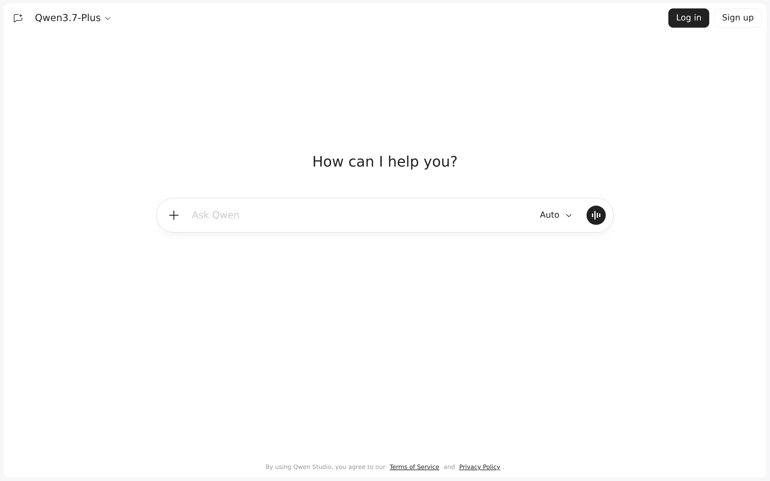 Qwen home page with AI product entry points.