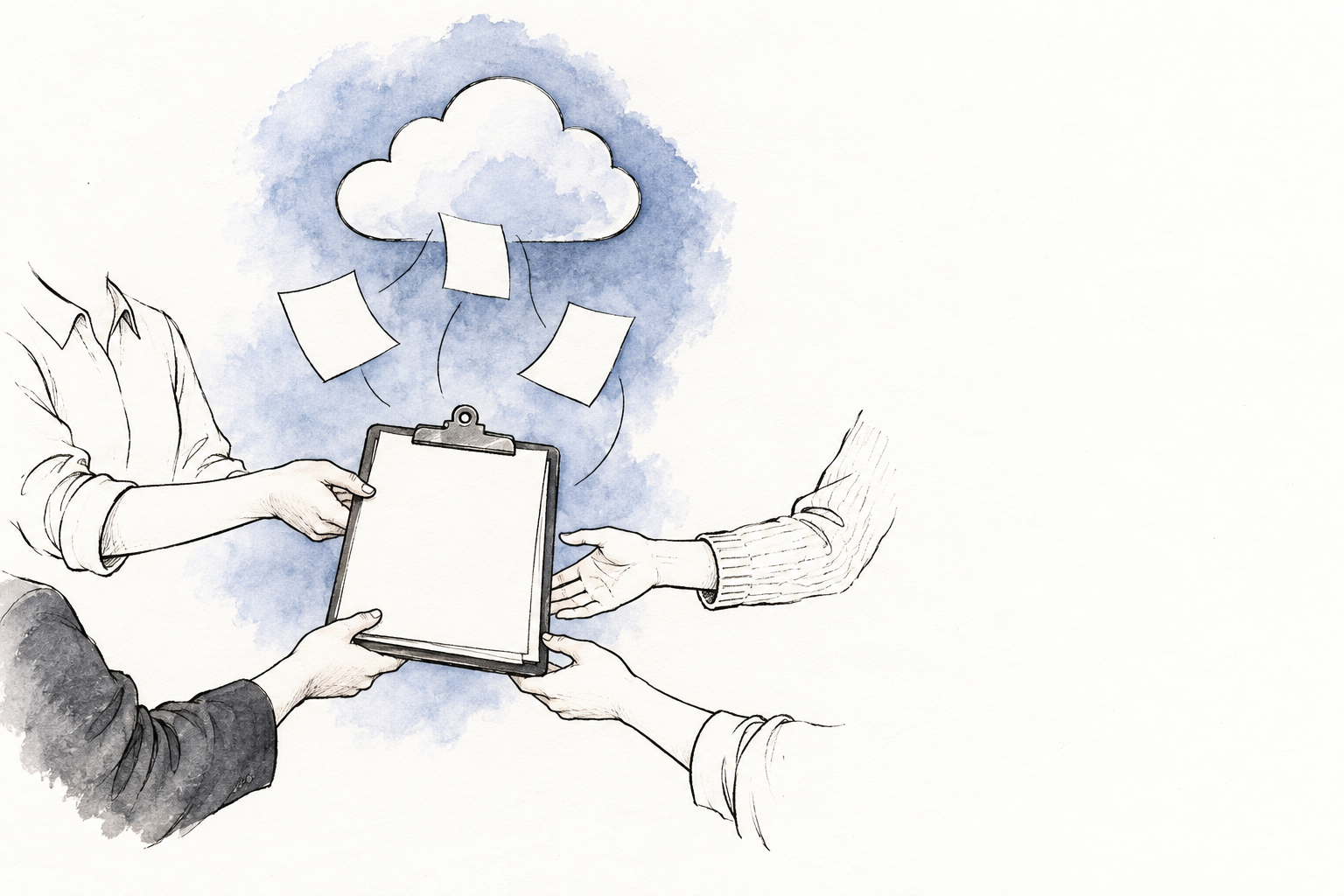 Shared workflow with forms, people, and cloud storage