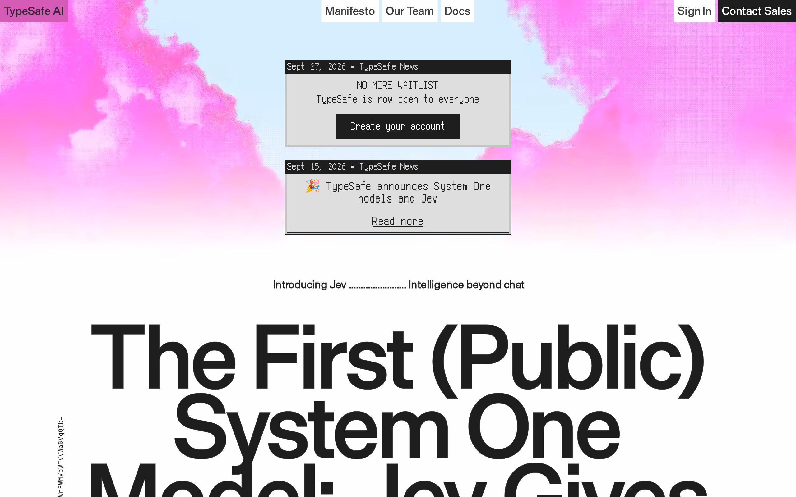 TypeSafe AI website home page.