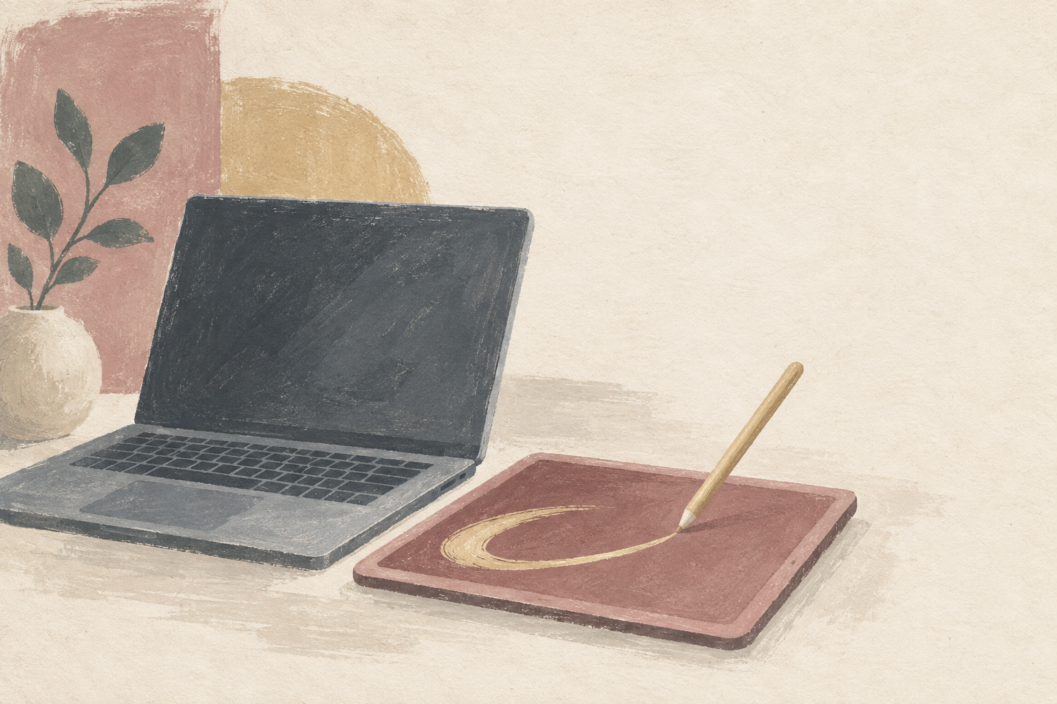Tablet and laptop sharing a stylus input