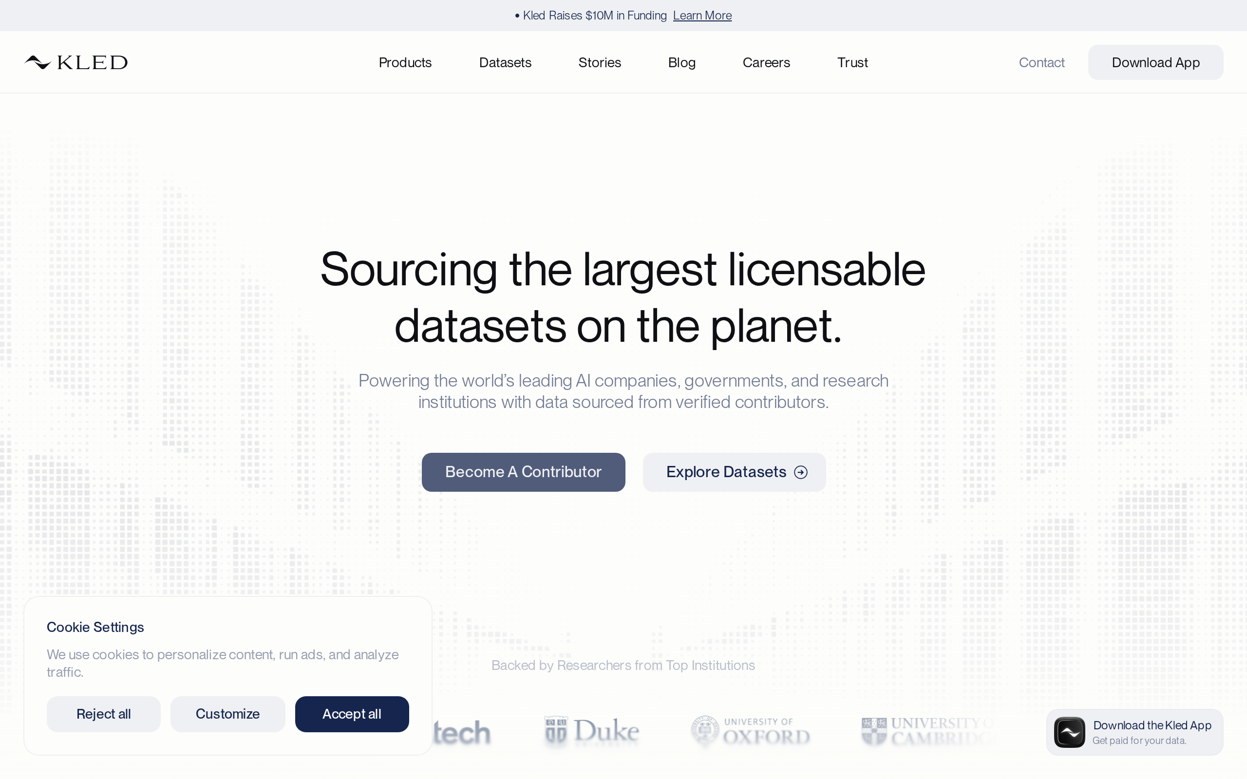 Kled platform home page
